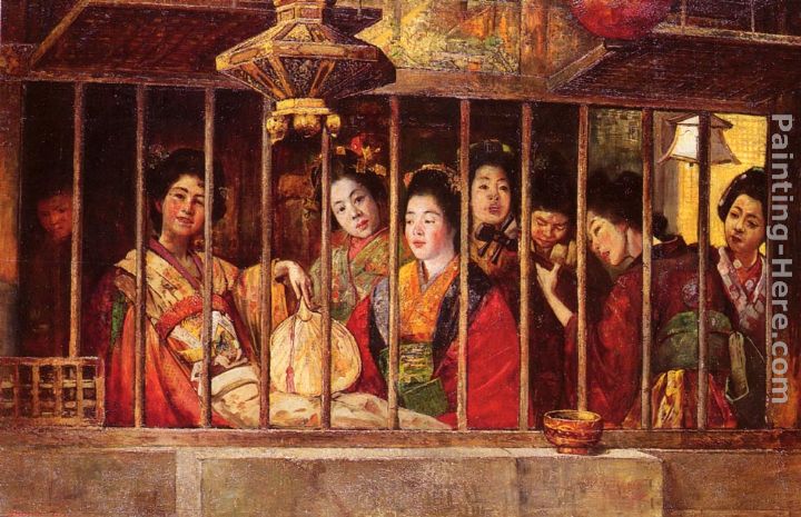 The Geisha House painting - Gyula Tornai The Geisha House art painting